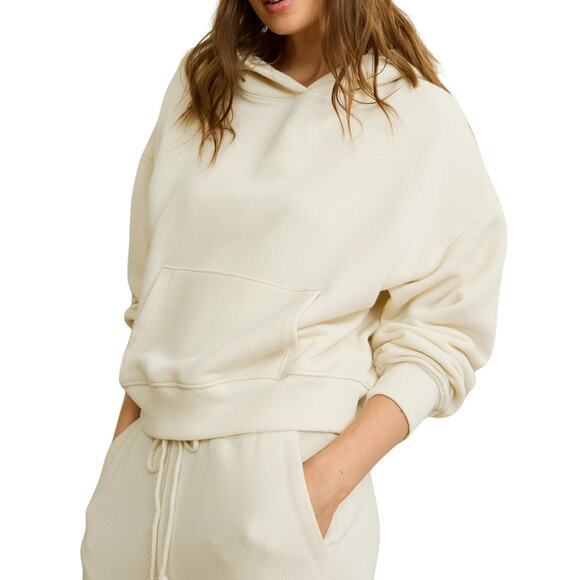American Eagle Outfitters Tops - American Eagle Women's Seriously Huggable Oversized Cream Fleece Hoodie Size L